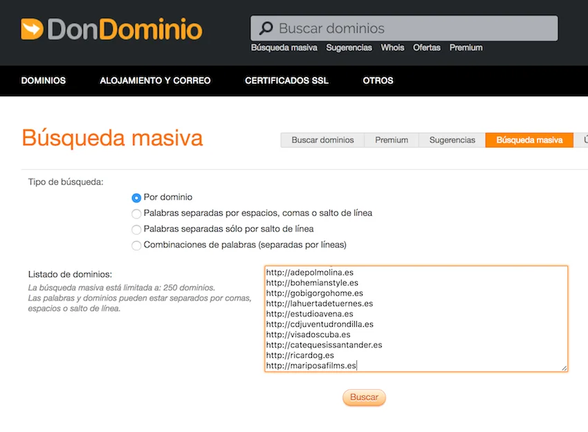 búsqueda masiva dominios caducados comprar dominio web